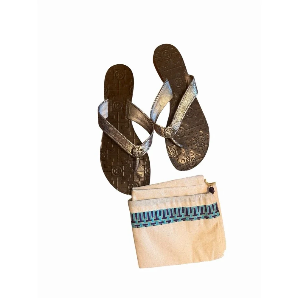 NEW Tory Burch Brown Glitter Sparkly Thora Sandals Flip Flips  Box +  Dustbag 8